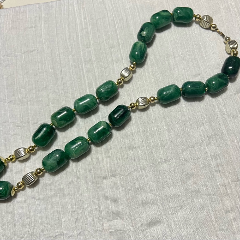 93. Emerald Green Large Beaded Statement Necklace - image 3